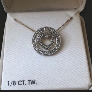 Diamond Sterling Silver Eternity Heart Pendant Necklace